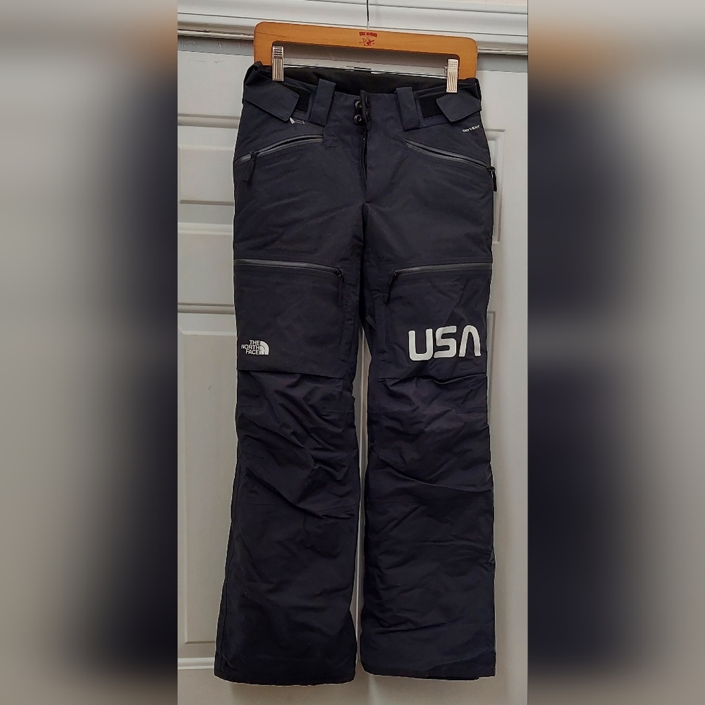 THE NORTH FACE "USA" WOMEN'S BLACK NYLON INSULATED SKI PANTS SIZE XS NWOT
